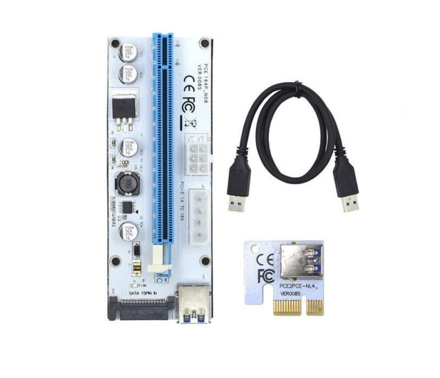 Qoltec Riser PCi-E 1x-16x USB 3.0 008S SATA,MOLEX